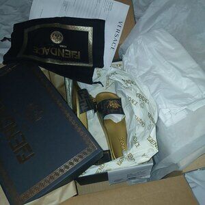 FENDACE SLIDES (Versace+Fendi Exclusive & Rare Line) Unisex IT42  BRAND NEW